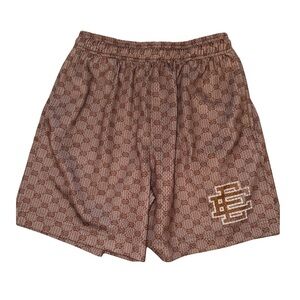 Eric Emanuel Brown Unisex Monogram Mesh Shorts Large